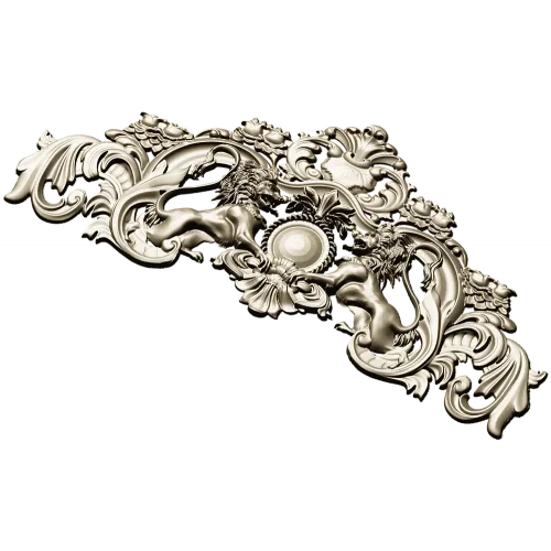 Baroque Twin-Lion Cartouche - STL model for CNC