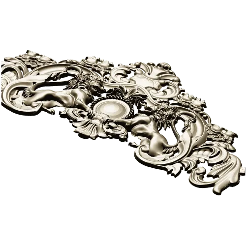 Baroque Twin-Lion Cartouche - STL model for CNC