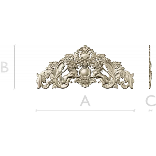 Baroque Twin-Lion Cartouche - STL model for CNC