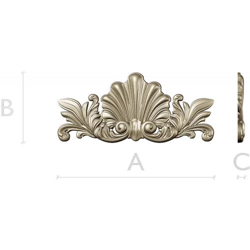 Shell & Acanthus Central Ornament - 3D STL for CNC