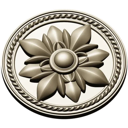Regal Fleur Rosette - decorative round rosette STL for CNC milling