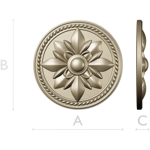 Regal Fleur Rosette - decorative round rosette STL for CNC milling
