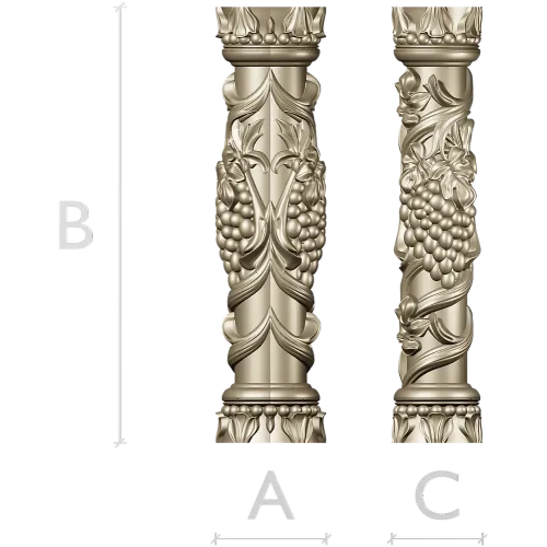 Grapevine Carved Baluster - STL 3D Model for CNC