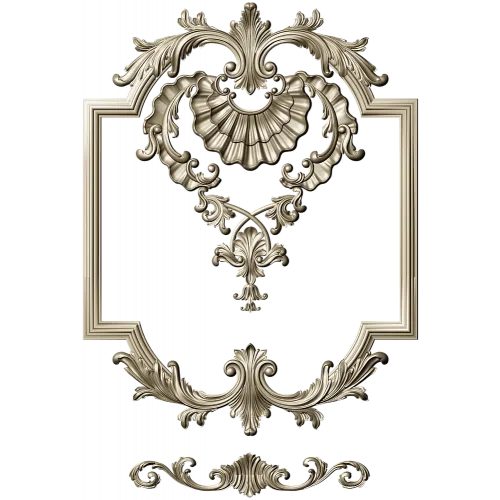 Baroque Shell Cartouche STL 3D model for CNC milling