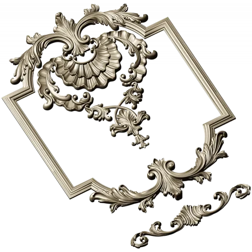Baroque Shell Cartouche STL 3D model for CNC milling