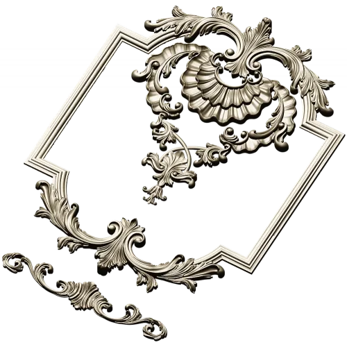 Baroque Shell Cartouche STL 3D model for CNC milling