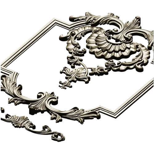 Baroque Shell Cartouche STL 3D model for CNC milling