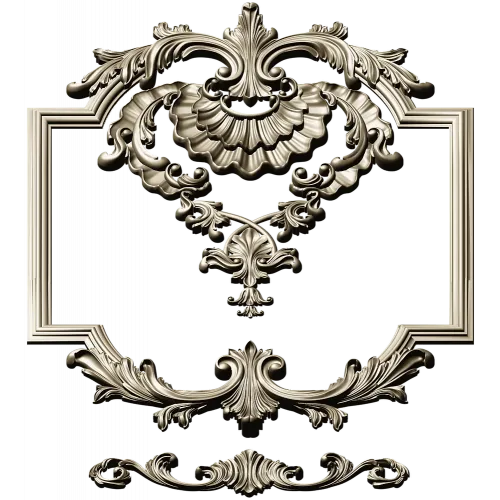 Baroque Shell Cartouche STL 3D model for CNC milling