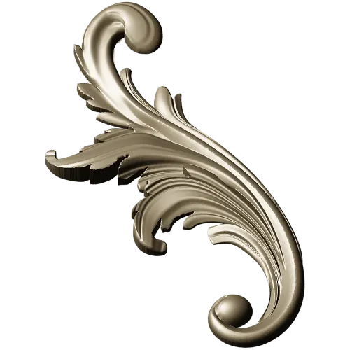 Acanthus Scroll STL - High-Relief Decorative Applique for CNC