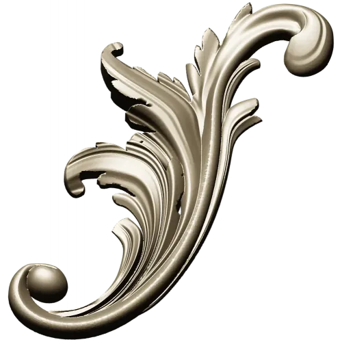 Acanthus Scroll STL - High-Relief Decorative Applique for CNC