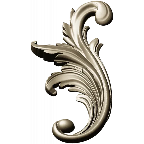 Acanthus Scroll STL - High-Relief Decorative Applique for CNC