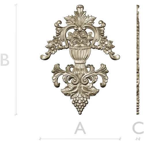 Baroque Vase Relief - STL 3D model for CNC decorative carving