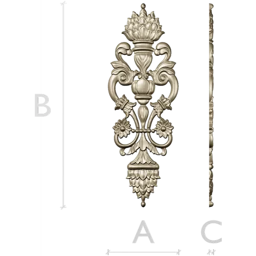 Pompadour Acanthus Applique - STL 3D model for CNC