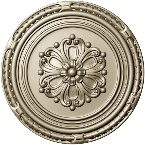 Round Floral Rosette STL - Decorative CNC Medallion