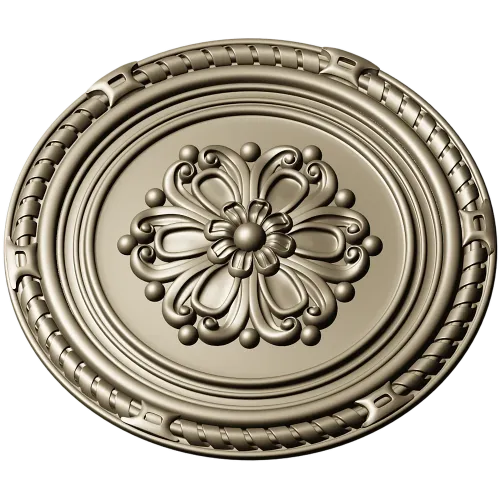 Round Floral Rosette STL - Decorative CNC Medallion