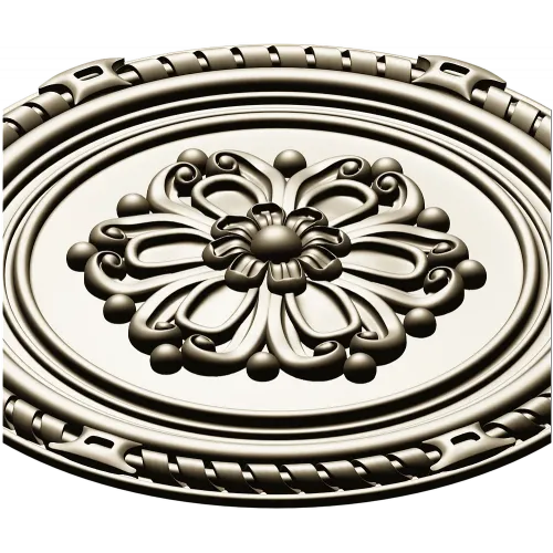 Round Floral Rosette STL - Decorative CNC Medallion