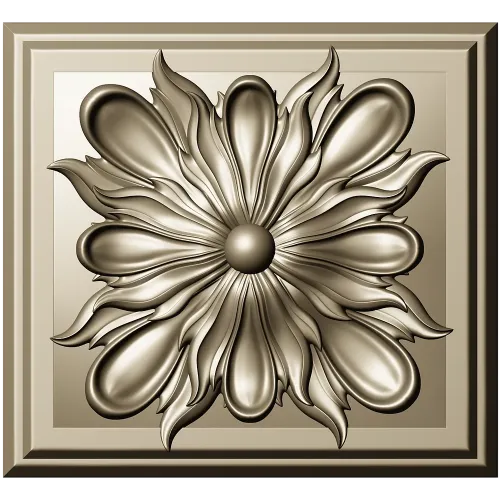 Square Floral Rosette STL for CNC