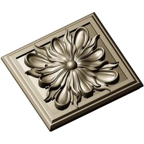 Square Floral Rosette STL for CNC