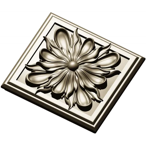 Square Floral Rosette STL for CNC