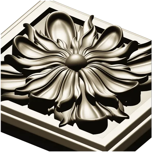 Square Floral Rosette STL for CNC