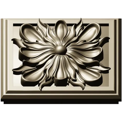 Square Floral Rosette STL for CNC