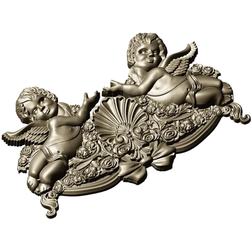 Baroque Cherub Cartouche STL for CNC carving