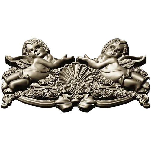 Baroque Cherub Cartouche STL for CNC carving