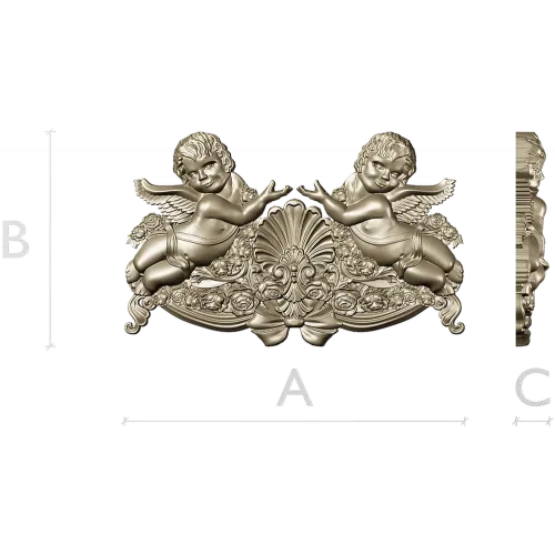 Baroque Cherub Cartouche STL for CNC carving