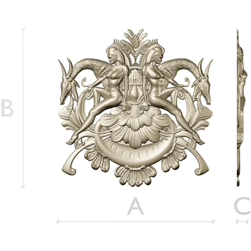 Картуш с нимфами и рогатыми зверями - 3D модель STL для ЧПУ