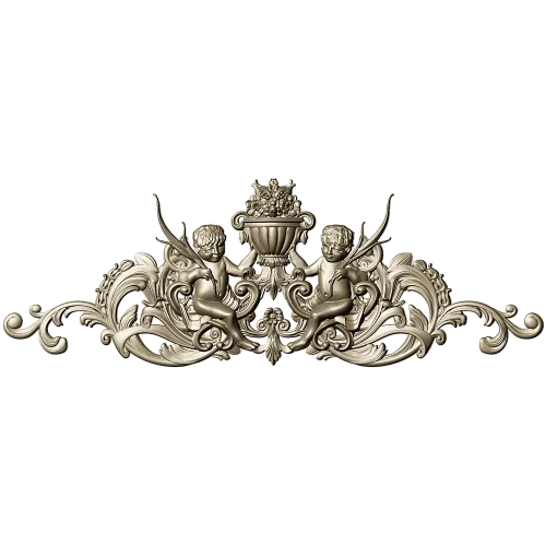 Cherubic Acanthus Cartouche STL for CNC