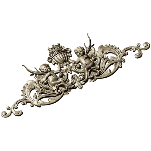 Cherubic Acanthus Cartouche STL for CNC