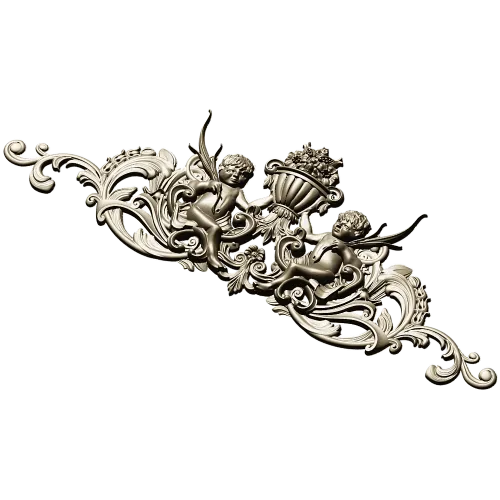 Cherubic Acanthus Cartouche STL for CNC