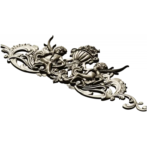 Cherubic Acanthus Cartouche STL for CNC