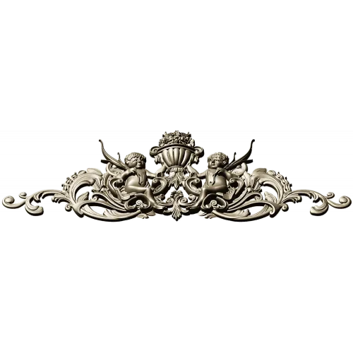 Cherubic Acanthus Cartouche STL for CNC