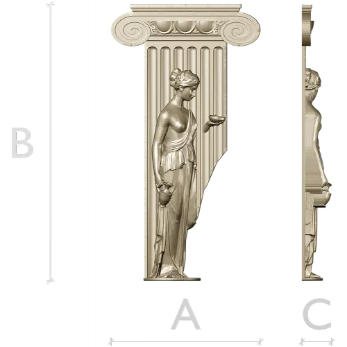 Ionic Caryatid Pilaster STL for CNC Carving