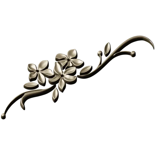 Floral Swag STL Model for CNC - Elegant Low-Relief Flower Ornament