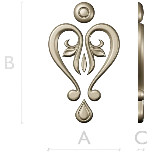 Baroque Heart Applique STL 3D Model for CNC