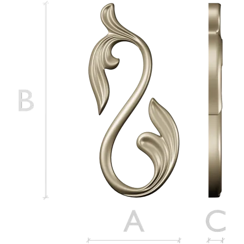 Acanthus S-Scroll decorative STL model for CNC milling
