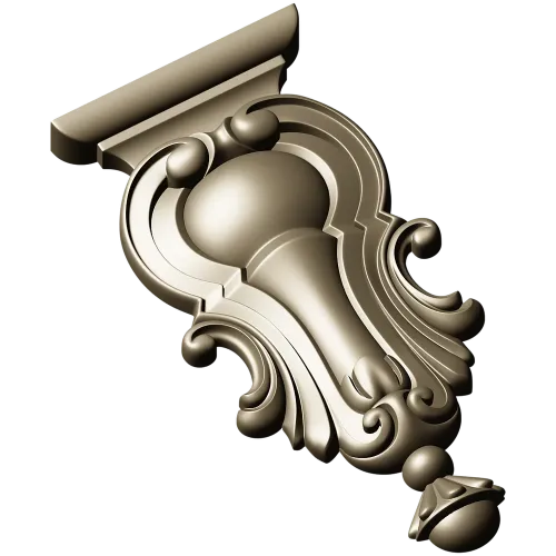 Ornate Baroque Cartouche STL for CNC Routing and Furniture Applique