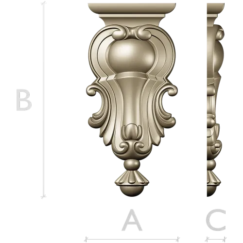Ornate Baroque Cartouche STL for CNC Routing and Furniture Applique