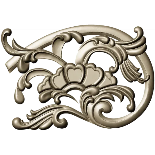 Rococo floral corner ornament - STL 3D model for CNC milling