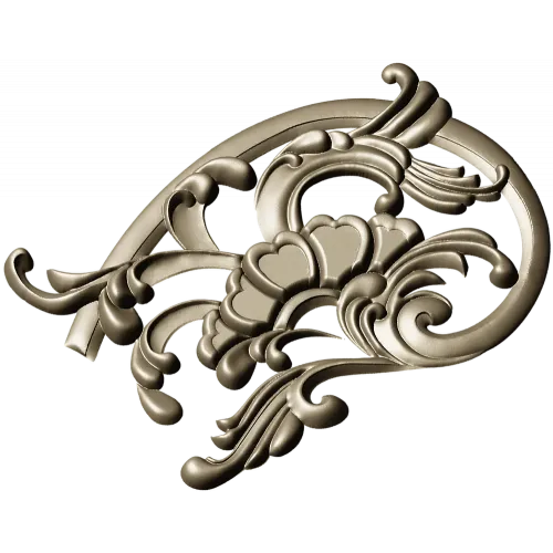 Rococo floral corner ornament - STL 3D model for CNC milling