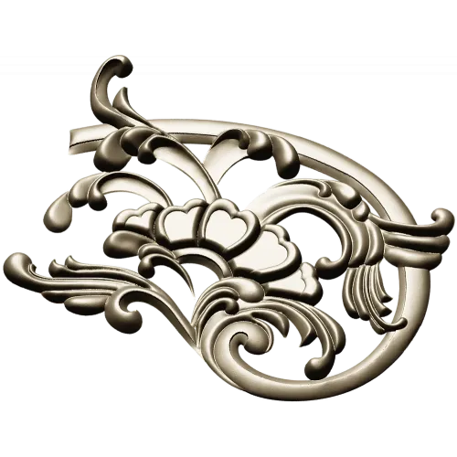 Rococo floral corner ornament - STL 3D model for CNC milling