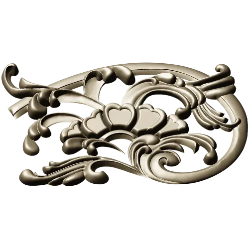 Rococo floral corner ornament - STL 3D model for CNC milling