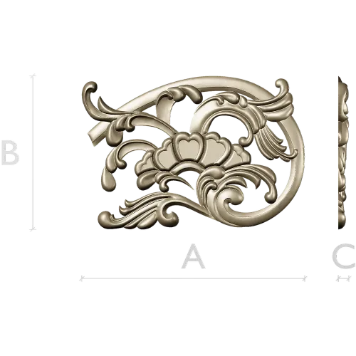 Rococo floral corner ornament - STL 3D model for CNC milling