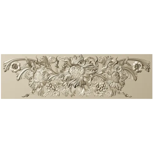 Baroque floral frieze STL 3D model for CNC
