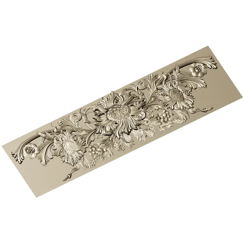 Baroque floral frieze STL 3D model for CNC