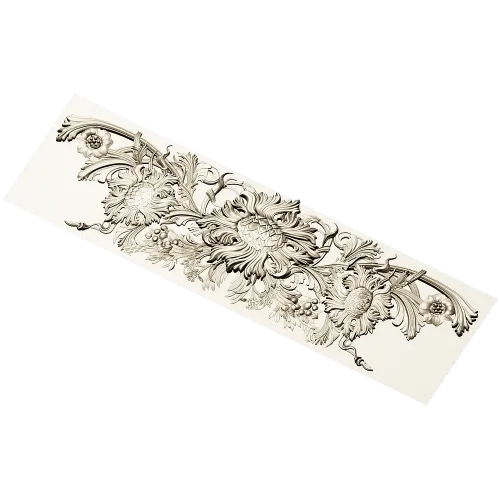 Baroque floral frieze STL 3D model for CNC