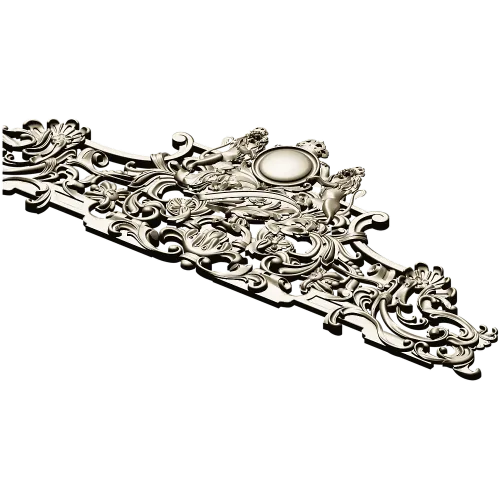 Rococo Crown Pediment - STL 3D model for CNC carving
