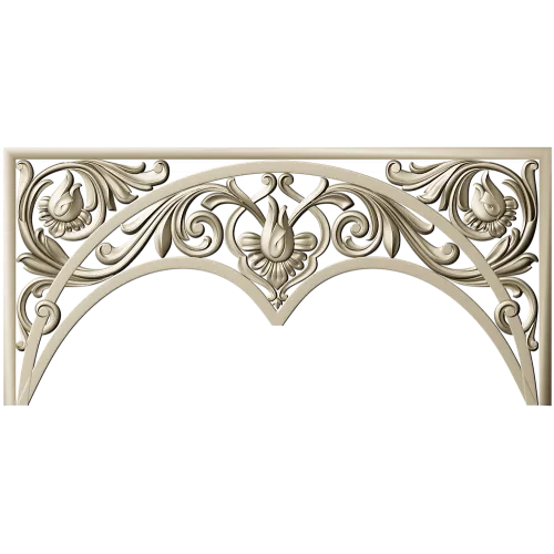 Acanthus triple-arch decorative panel STL for CNC